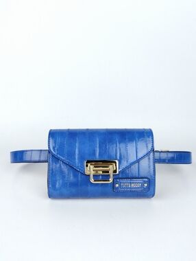 Blue Patent Leather Belt Bag